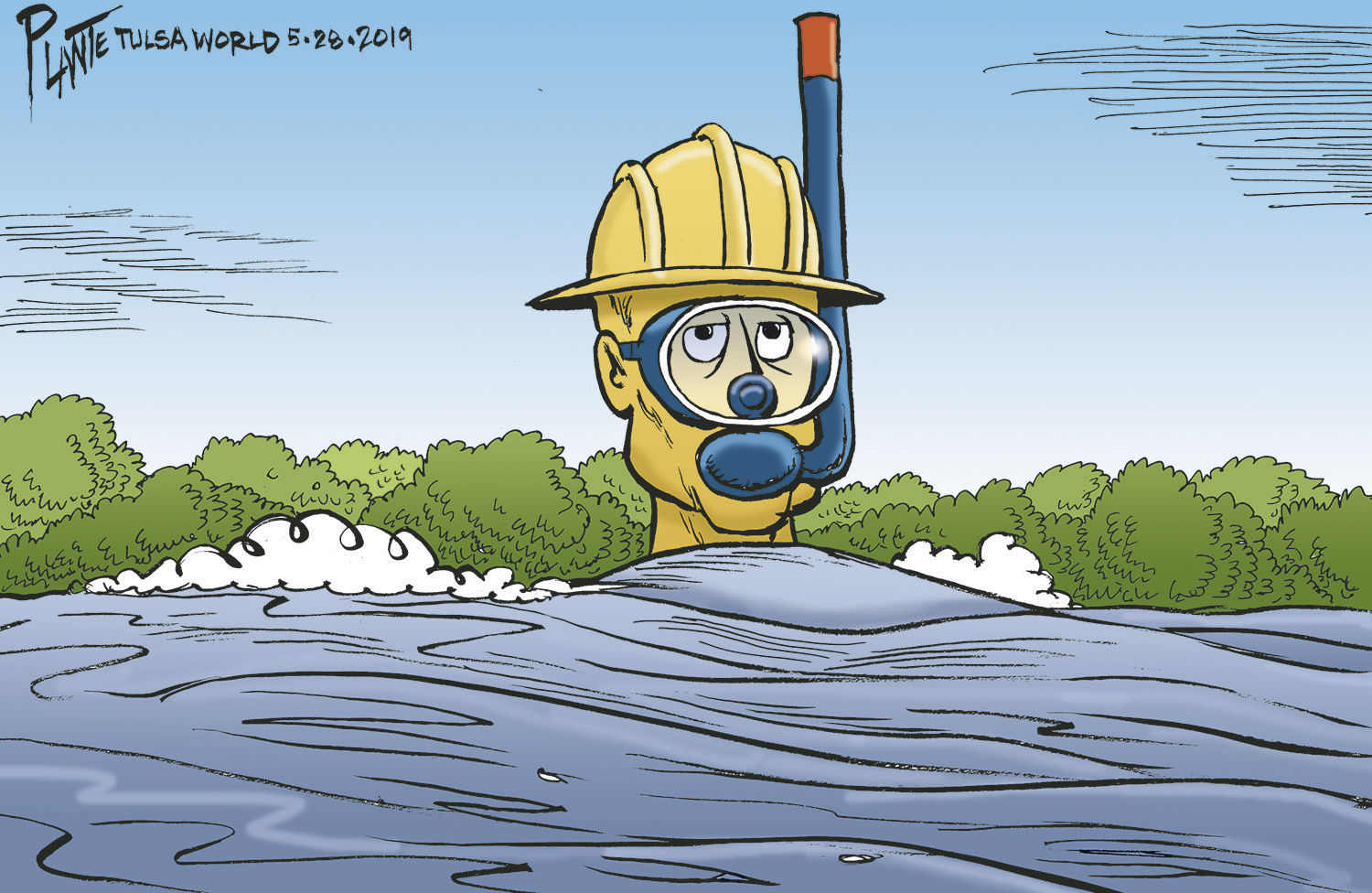 Bruce Plante Cartoon: Tulsa flood 2019